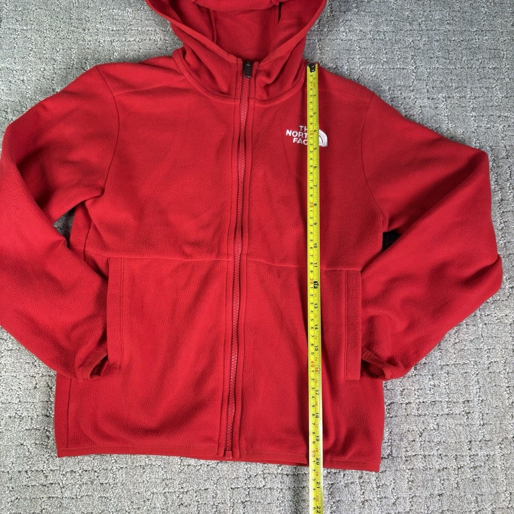 Teen The North Face Bright Red Full-zip Up Fleece Sweater Size Medium (10) - Picture 5 of 6